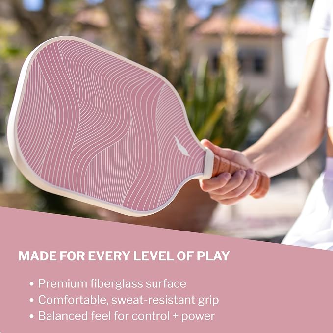 Inscribe Premium Pickleball Paddle – Single or 2 Pack Set – Fiberglass Surface, Polypropylene Honeycomb Core, Lightweight with Comfort Grip for Men & Women