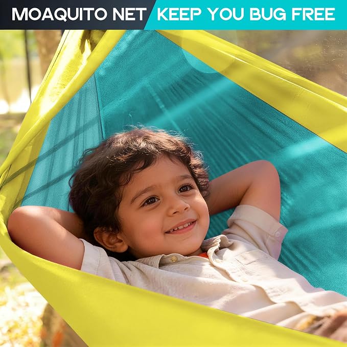 Camping Hammock Mosquito Net,Double & Single Portable Hammocks for Kids Hammocks with 2 Tree Straps,Hammock Tent for Travel Camping,Camping Accessories for Indoor Outdoor Hiking Backpacking
