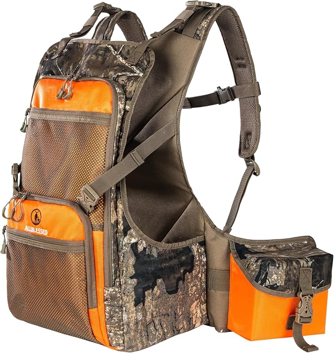 Upland Hunting Vest Backpack - Durable Orange Camo Game Vest with Multiple Pockets, Adjustable Fit, Bird Hunting Vest for Men