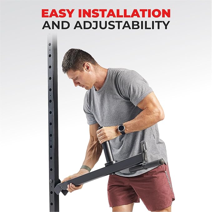 Sunny Health & Fitness Power Cage Squat Rack Upgrade Attachments, Dip Bar, Plate Bar Holder, Belt Squat, J Hook, Lat, Adapter, U Ring, Pull Up Bar, Landmine, Captain's Chair, Tricep Rope For Home Gym