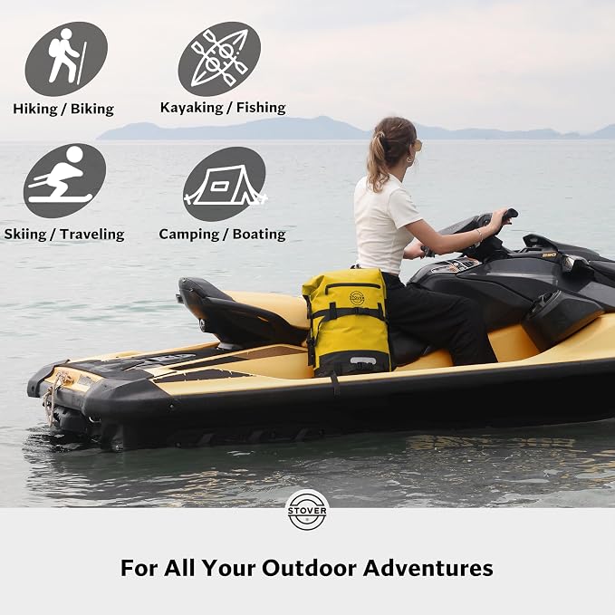 STOVER 5/10/25/30/40/55L Waterproof Dry Bag- Roll-Top Backpack w/Phone Case- Kayaking, Hiking, Camping, Boating- Men/Women