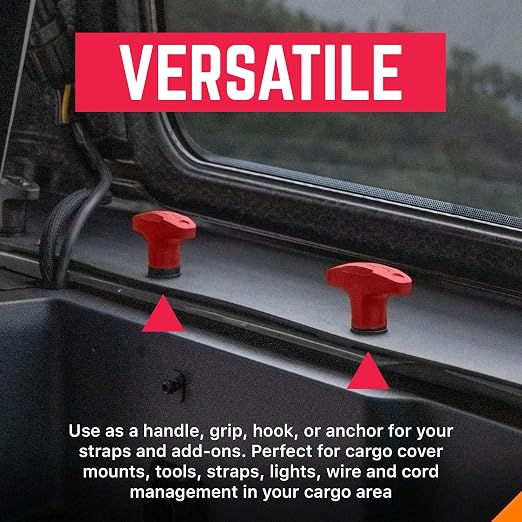 GPCA - GP Anchor Quick-Release Tie Down Anchor/T-Handle M8 25mm Set with Screw Nuts for Fast Jeep Top Removal Lift, Truck Tie Downs, Jeep Wrangler Accessories for 4xe, J & YJ, Patented, Red, 6 Packs
