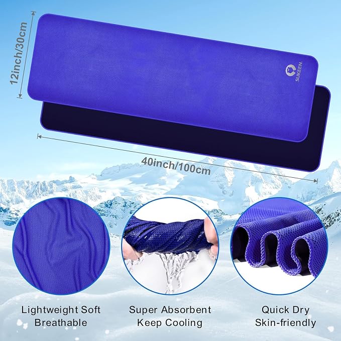 Sukeen Cooling Towel 20 Pack (40"x12") Ice Towel,Bulk Breathable Chilly Twoles,Microfiber Towel for Neck Face for Yoga,Sport,Running,Gym,Workout,Camping,Fitness,Travel & More Activities, Royal Blue