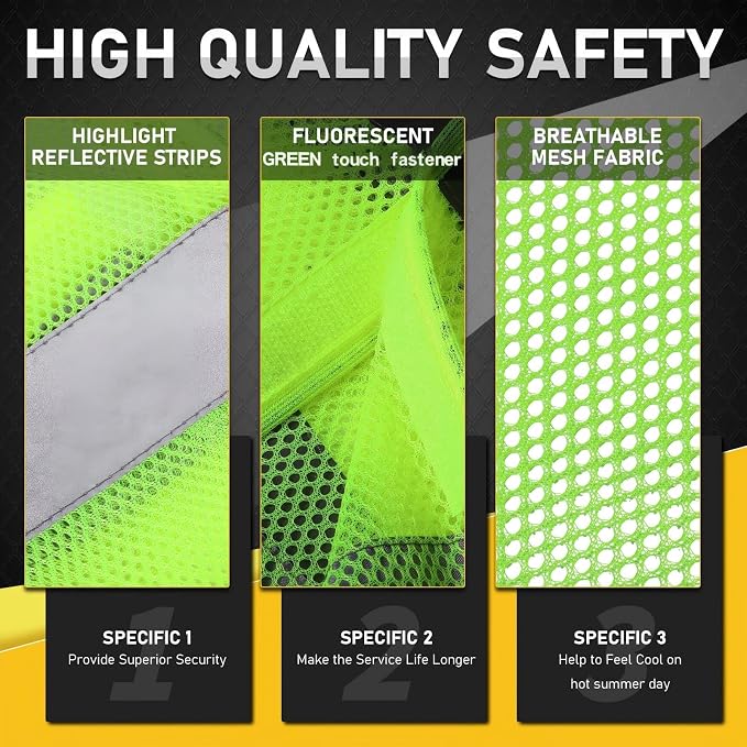 Unittype Reflective Safety Vests Hi Vis Work Vest Mesh High Visibility Silver Strip Adjustable Size for Men Women Outdoor