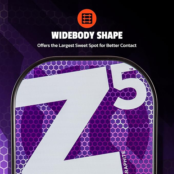 Onix Graphite MOD Z5 Carbon Fiber Pickleball Paddle with Wide-Body Shape. Honeycomb Core, Graphite Face & Cushion Comfort Pickleball Paddle Grip