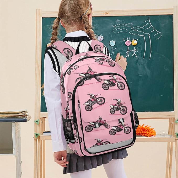 Fisyme Dirt Bike Motocycles School Backpack Laptop Backpacks Bags Bookbag Travel Casual Computer Notebooks Daypacks