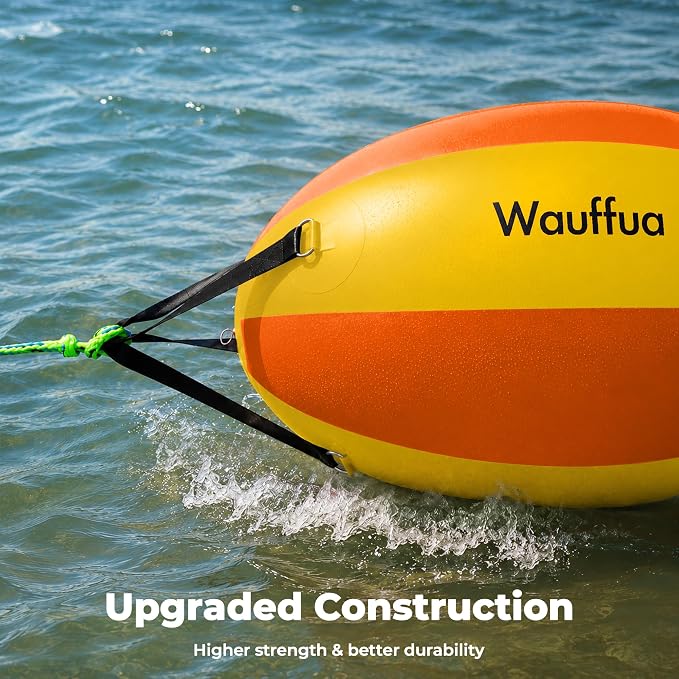 Towable Tube Rope Booster Ball, Tow Rope for Boat Tubing, 2 x 60 ft Rope for Lift and Visibility with 4100lb Break Strength for Boating, Water Sports