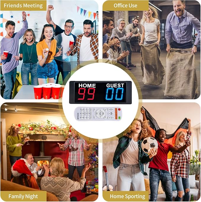 YZ LED Portable Digital Scoreboard, Tabletop Electronic Scoreboard with Remote, Score Keeper for Games Cornhole/Basketball/Ping Pong/Baseball/Tennis/Volleyball Indoor Outdoor