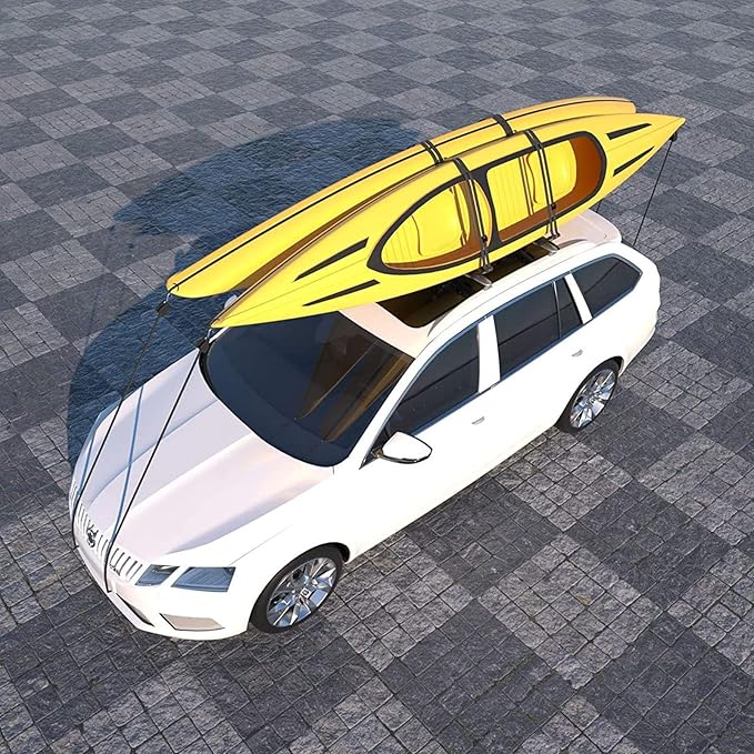 XGeek Kayak Roof Rack 4-in-1 Set of 1 for Kayak, Surfboard, Canoe and Ski Board Rooftop Mount Carrier Folding Adjustable Bilateral J-Style Rack on SUV, Car and Truck