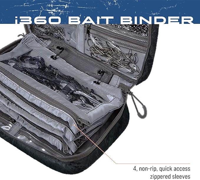 FROGG TOGGS Bait Binder, Fishing Tackle and Bait Storage, Salt Water Resistant Soft Sided Tackle Bag, Black, i360