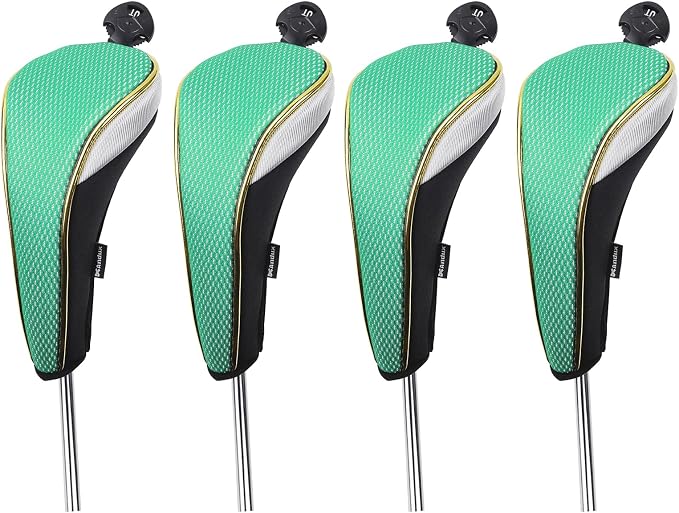 Andux 4Pcs/Set Gold Golf Hybrids Club Head Covers with Dial No. Tag MT/HY12
