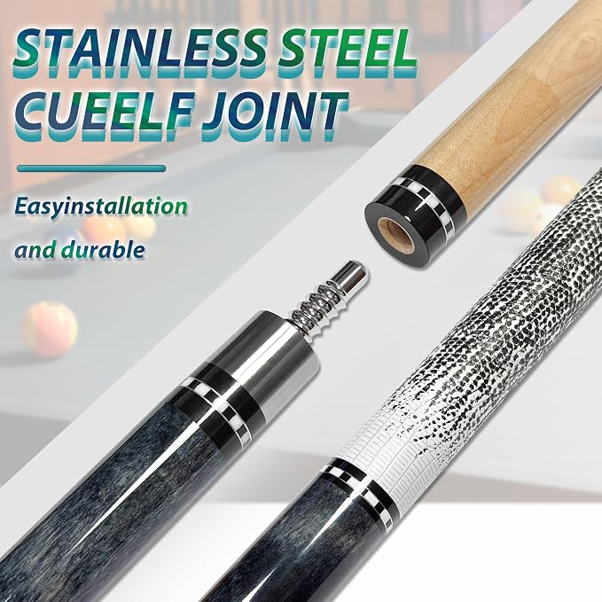 HomeSeason 58in Pool Cue Stick Canadian Maple Wood 13mm Tip - 18oz Perfect for Precision Play, Low Deflection Pool Cue for Enhanced Accuracy