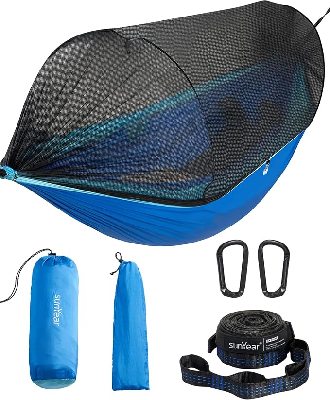 Sunyear Camping Hammock with Spacious Net, Single/Double,Outdoor&Indoor