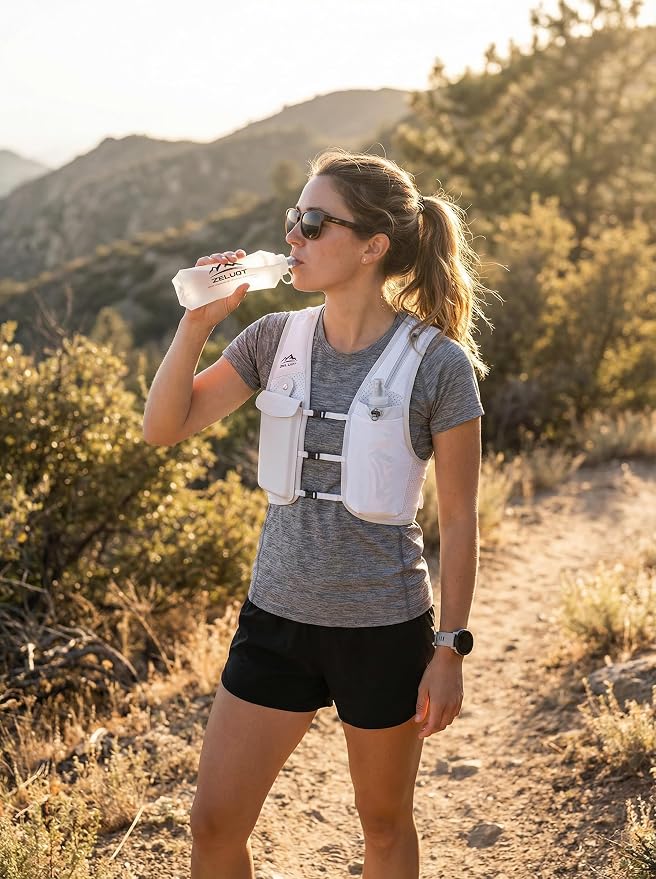 Zelvot Running Vest for Women Men, Adjustable Running Phone Holder Vest, USA Original Patent, Running Hydration Vest with 500ml Soft Flask, Reflective Running Backpack for Hiking Cycling