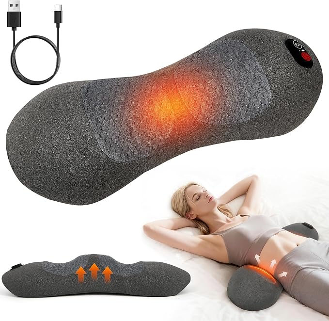 Smooth Spine Triple Fusion Back Massager with Heat - Sciatica Pain Relief & Spine Decompression Device, Deep Tissue Massager for Lower Back Pain, Office Chair and Home Use