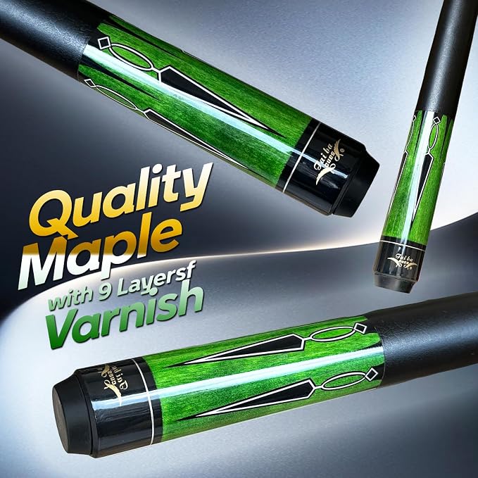 Tai ba cues Pool Cue Stick, 13mm Tip, 58", Hardwood Canadian Maple Professional Billiard Stick 19,20,21 Oz (Selectable)-Blue, Red, Green Pool Cue Stick