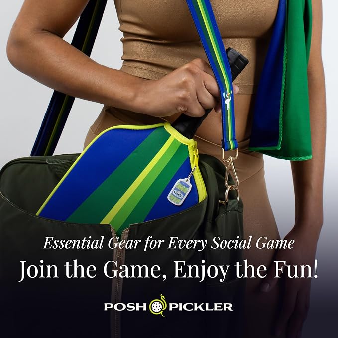 Posh Pickler Vlasic Pickles Pickleball Accessories Gift Set, Pickleball Paddle Cover, Sports Cooling Towel and Bag Strap, Vlasic Pickle-Themed for Pickleball Players