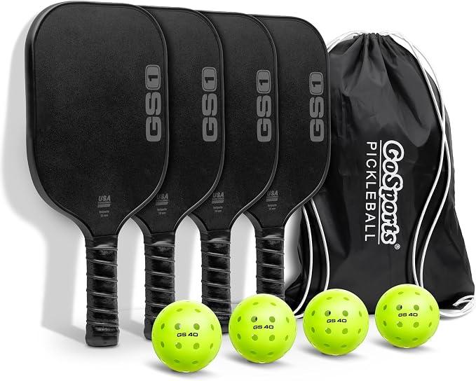 GoSports GS1 Pickleball Paddles - Single, 2 Pack, or 4 Pack - USAPA Approved Fiberglass Pickleball Paddles
