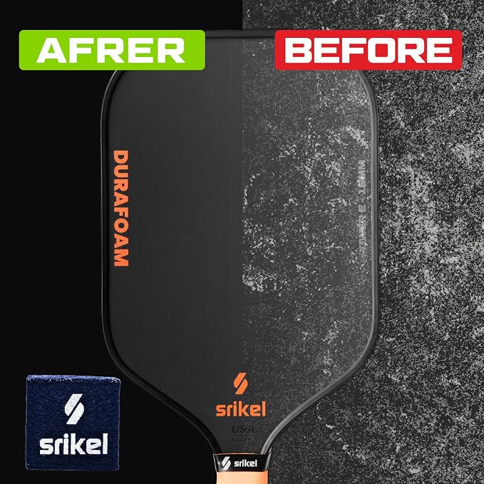 Pickleball – Paddle Cleaner Eraser with Carrying Storage Case, Premium Carbon Fiber Pickle Ball Racket Cleaner, Fast & Easy Rubber Eraser Removes Ball Residue, Dirt & Scratches