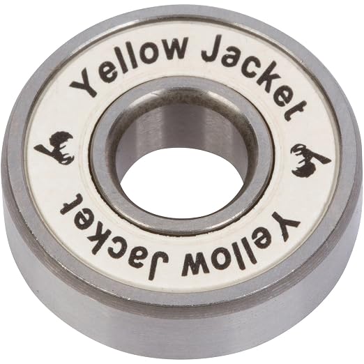 Yellow Jacket Premium Skateboard Bearings, Pro Longboard Bearings, 608, ABEC 9, White Lightning (Pack of 8)