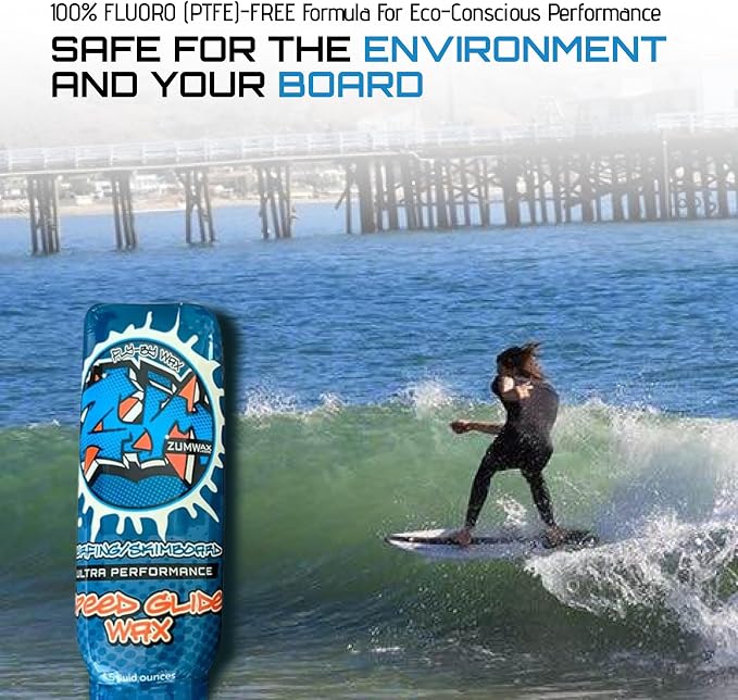 ZUMWax Surfing Skimboard Ceramic Wax, Made in USA, PFAS-Free, Ultra Performance Speed Glide, Durable Eco-Friendly, Secret Vanilla Scent, ANY Temperature Use, Maximum Speed on Sand & Water, 4.5 oz