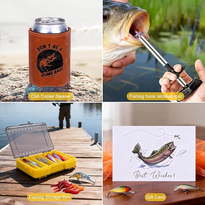 Fishing Fishing Tool Kit Gifts for Men Dad, Dad Fishing Backpack Gear Kit Lures Tackle Box Gift, Best Gifts for Fisherman Birthday, Fish Tools & Accessories Equipment Gift Set for Men Fishermen