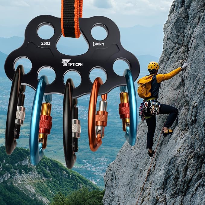 30kN/40kN Rigging Plate, Aluminum Anchor Multiplier Plate, Force Divider Plate Bear, Climbing Descender Connector Gear for Hammock Firefighting Arborist Rock Climbing Rescue Cave Yoga Rappel