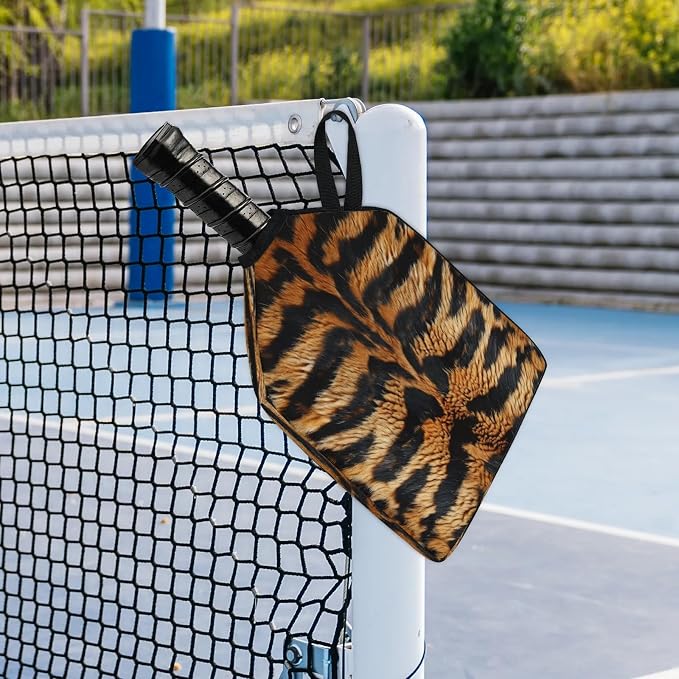 Tiger Fur Universal Pickleball Paddle Cover 12.4 × 9.45 inch Racket Sleeve with Handle Strap Mesh Pocket Fits USAPA Standard Widebody Paddles 2 PCS