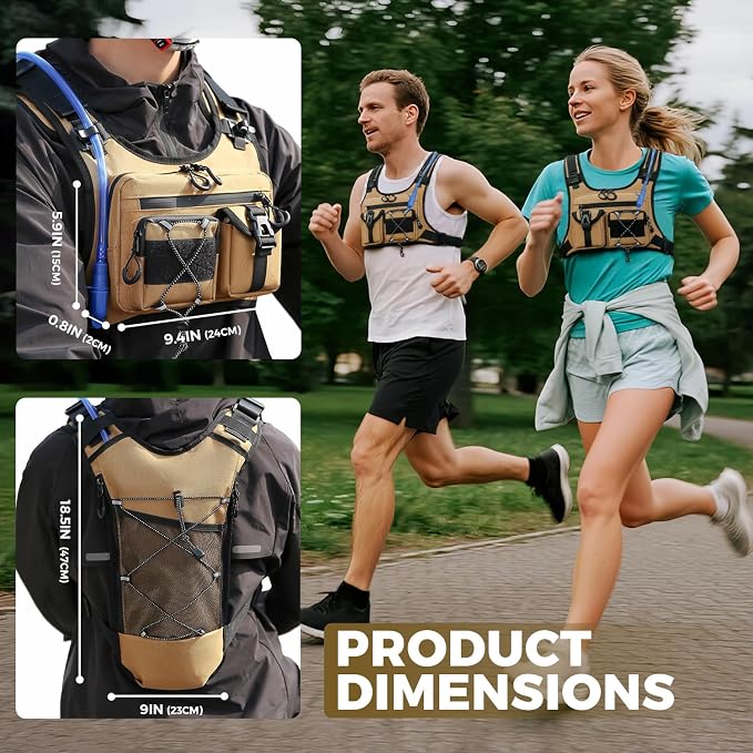 Criuage USA Patent Running Hydration Vest Backpack, Lightweight Chest Pack with 2.0L Water Bladder Bag Daypack for Hiking Running Cycling Race Marathon for Women Men