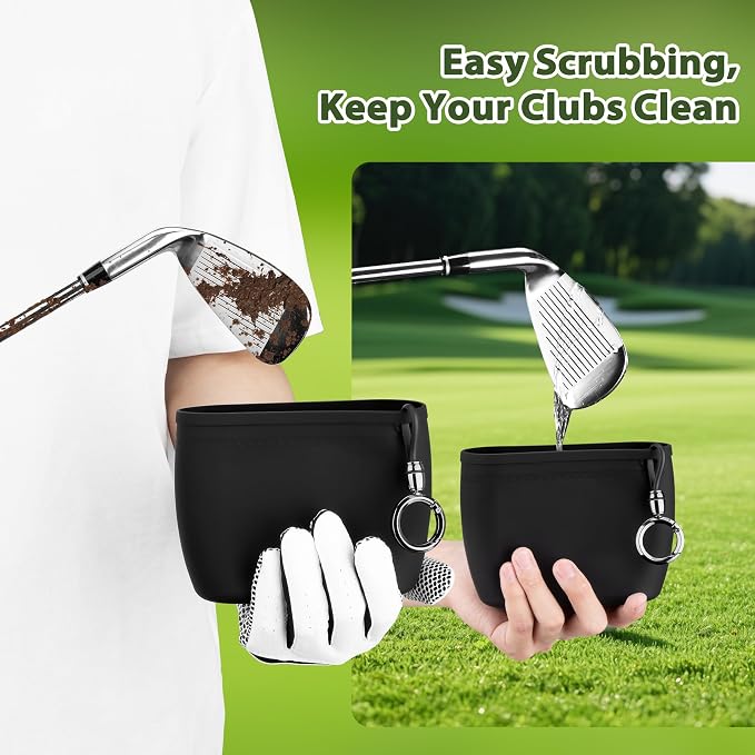 MOSTY Golf Club & Ball Cleaner Bag,Durable Golf Club Cleaning Kit and Ball Washer Pouch,Club Cleaner for Golf Bag, Golf Gifts for Men Women Golfers Him Unique, Essential