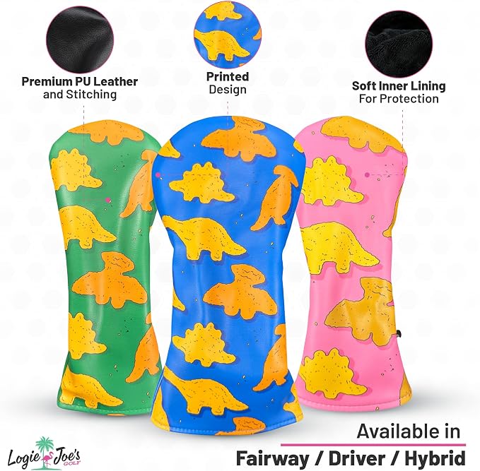 Logie Joe's Dino Nugget Fairway Wood Headcover | Premium Golf Fairway Cover | Soft Protective Interior | Durable Synthetic Leather