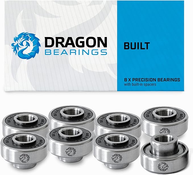 Fireball Dragon Skateboard Bearings Set 8 Pack - Fast 608 Longboard Bearings Set for Skateboards Inline & Roller Skates - Bearings for Skateboarding Guaranteed for Life