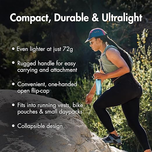 Katadyn BeFree AC 0.5L Collapsible Water Filter Bottle | Ultralight 72g Soft Flask, 2-Stage Filter Removes Improves Taste, Fits Running Vest - Slate Blue