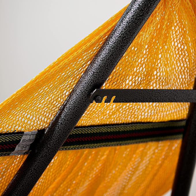 Best Home Fashion Portable Hammock with Collapsible Steel Stand, 600 lbs Capacity, No Tools Assembly, Carrying Bag Included, Perfect for Indoor Outdoor Backyard Patio Camping Beach, 2 Person, Yellow