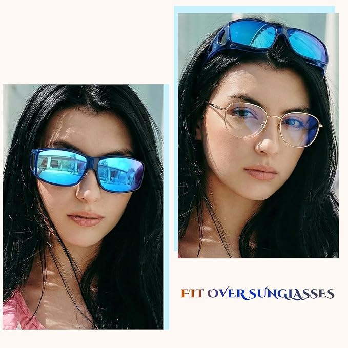 LVIOE Over Glasses Sunglasses Wrap Around Polarized Sunglasses for Men Women Fit Over Prescription Glasses with UV Protection