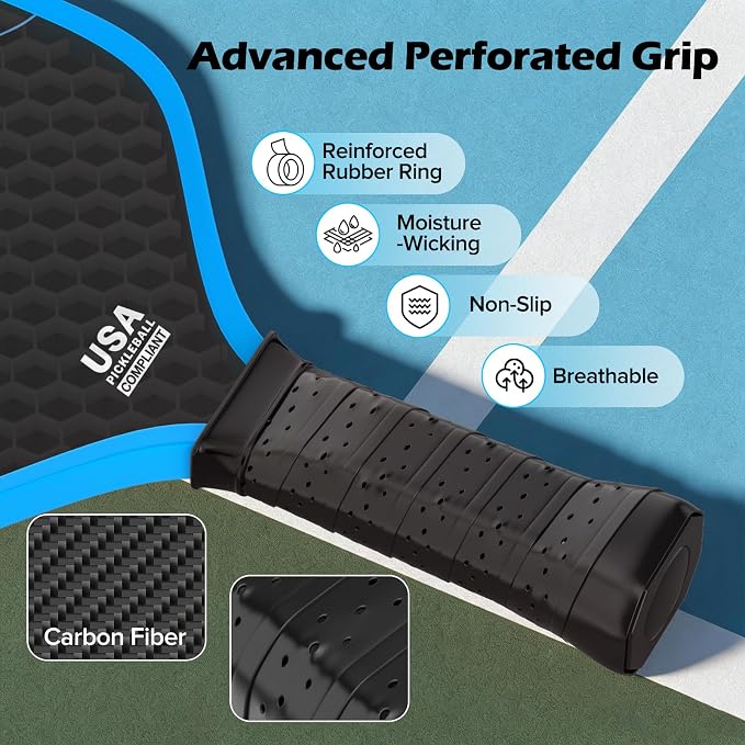 T700 Carbon Fiber Pickleball Paddles,Pickleball Racket with 16mm Polypropylene Honeycomb Core, Lightweight Pickle Ball Paddle Ultimate Spin & Control for Intermediate Level Player