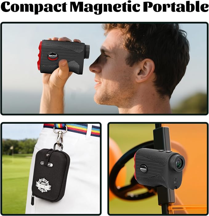 Golf Rangefinder with Slope - 1200 Yards Range Finder for Golfing/Hunting, 7X Magnification, Flag Pole Locking Vibration, Rechargeable Range Finders with Magnet Stripe, Best Golf Accessories Gift