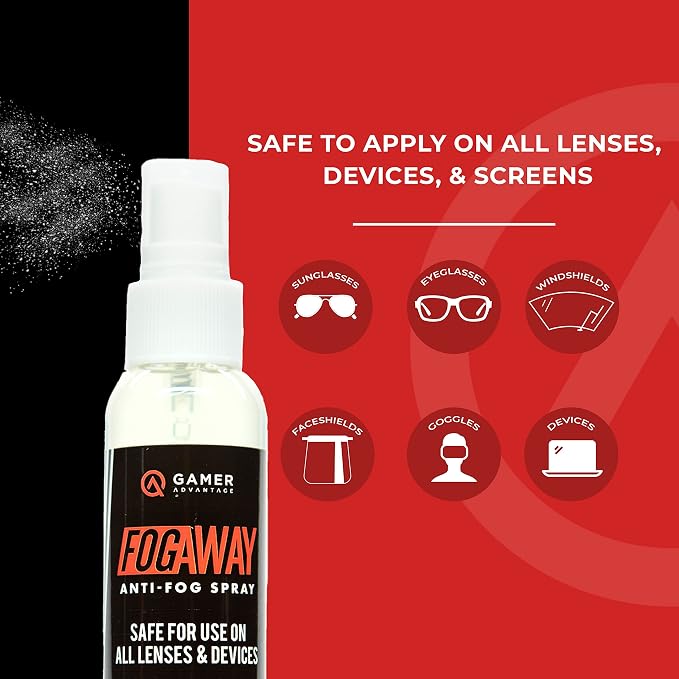 Gamer Advantage FogAway - Anti Fog Spray for Swim Goggles, Glasses, and Home Electronics - Safe for All Lens Types (2 Oz)