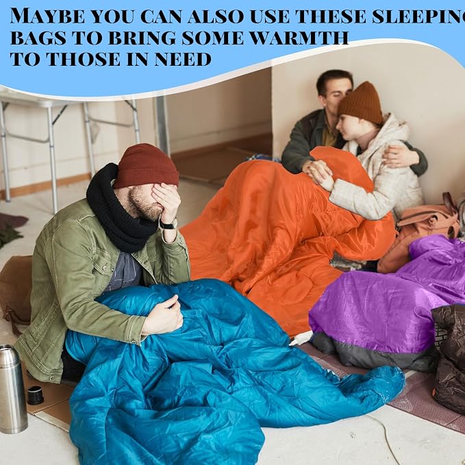 Macarrie 10 Pcs Bulk Sleeping Bags for Adults 0 Degree Waterproof Emergency Sleeping Bags with Compression Sack for Camping Hiking Backpacking Outdoor Activities
