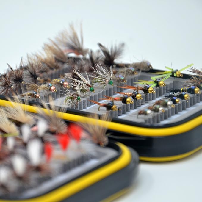 Outdoor Planet Premium Fly Fishing Flies Assortment, 12/24 /48 /66pcs Dry/Wet/Nymph/Streamer Flies, Trout/Bass/Panfish/Salmon Fishing Flies