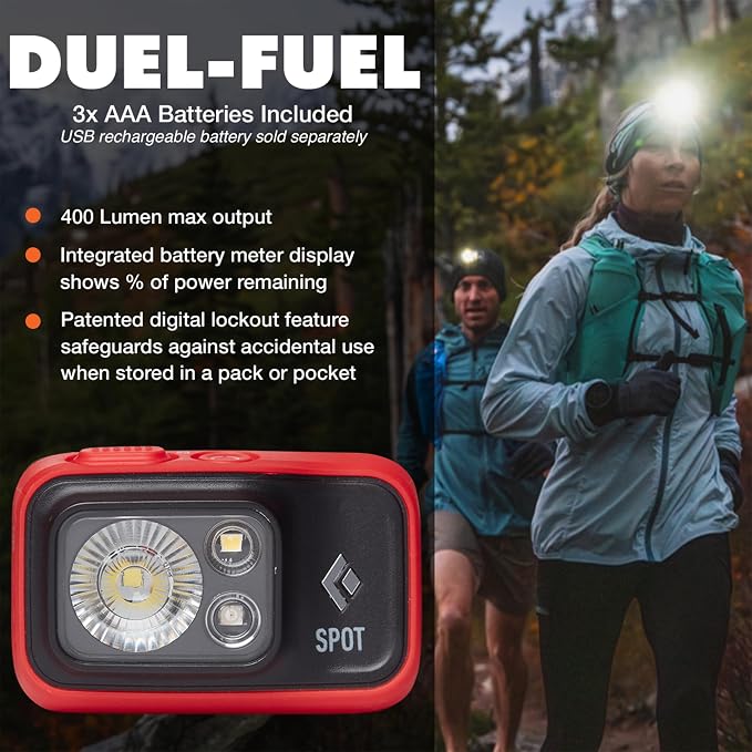 BLACK DIAMOND Spot 400 Headlamp | 400 Lumens Brightness, Dimmable | Waterproof & Durable | 3X AAA Battery Operated (Included) | BD Octane