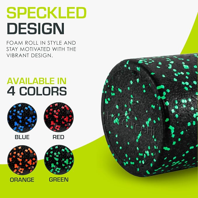 ProsourceFit High Density Foam Rollers 36 - inches long, Firm Full Body Athletic Massage Tool for Back Stretching, Yoga, Pilates, Post Workout Muscle Recuperation, Black/Green