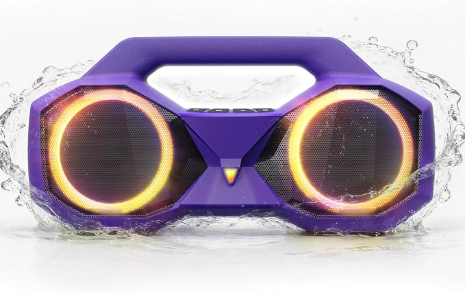 OZJ Bluetooth Speaker Outdoor Loud: 80W(Peak) with Bass, Portable Wireless Speaker with IPX7 Waterproof, 20H Playtime, RGB Lights, TWS for Outside, Beach, Work (Purple)