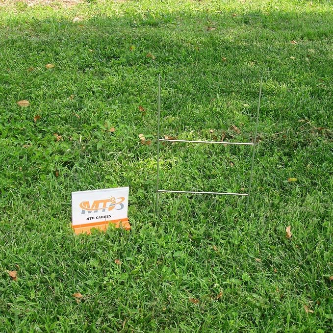 10 Pack H Frame Wire Stakes 20 x10 inch 9 Gauge Galvanized Wire -Yard Sign Stakes Fit for 4mm, 5mm Corrugated Signs, Heavy Duty Metal Step Stakes