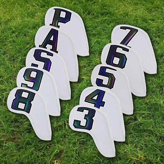 Scott Edward Golf Club Head Covers for Iron, 10 Pcs Leather Waterproof Material, Gradient Numbers Perfect for Mizuno Callaway, Ping, Taylormade, Cobra, Etc.
