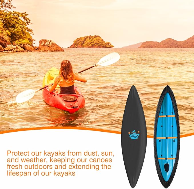 Kayak Cover 600D Canoe Cover for Outdoor Storage Heavy Duty & Waterproof, Fade-Resistant, Fits Paddle Board, SUP, Canoe, and Kayak Boat