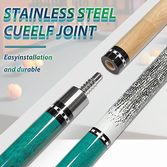 HomeSeason 58in Pool Cue Stick Canadian Maple Wood 13mm Tip - 18oz Perfect for Precision Play, Low Deflection Pool Cue for Enhanced Accuracy