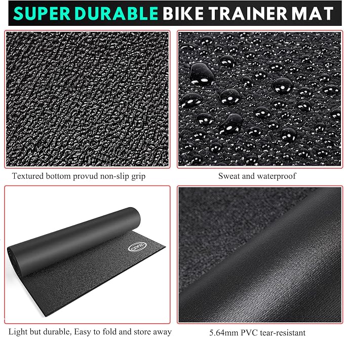 CXWXC Bike Trainer Floor Mat for Indoor Riding - Health & Fitness PVC Foam Exercise Bike Mat - Peloton Exercise Stationary Spin Bike Mat