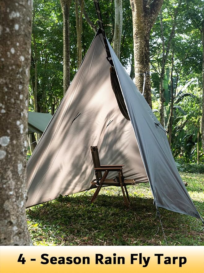 Sunyear Camping Hammock with Net and Hammock Tent Rain Fly Bundle - Perfect for Hiking, Backpacking, Outdoor Sleeping and Camping Survival