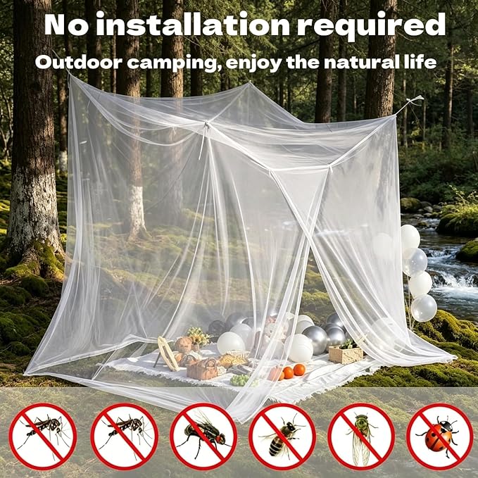 10'x10'x8.2' Outdoor Camping&Patio Mosquito Netting,Large Mosquito Netting with Hanging Ropes for Patio Camping Home Outdoor Travel (Black)
